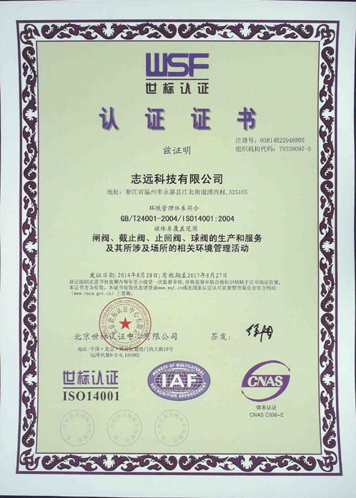 志远科技环境管理体系证书